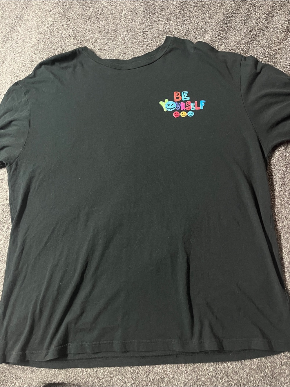 SHEIN Black Short Sleeve Tee with Colorful "Be Yourself" Graphic